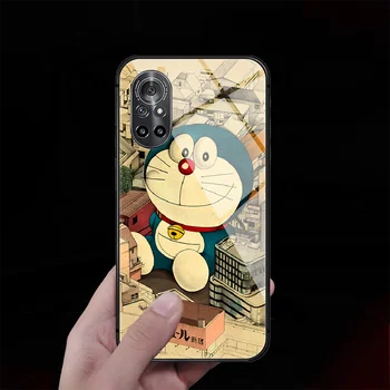 Doraemon Sticlă Călită Telefon Acoperi Caz Pentru Huawei Honor Opus Reno Găsi X2 X3 5 7 8 9 10 20 O Am X Pro Lite