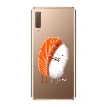 Moale Caz De Telefon Pentru Samsung Galaxy A6 A8 Plus 2018 A5 A7 Alimente Sushi Silicon Capacul Din Spate Pentru Samsung Galaxy A3 A5 A7 2016 2017