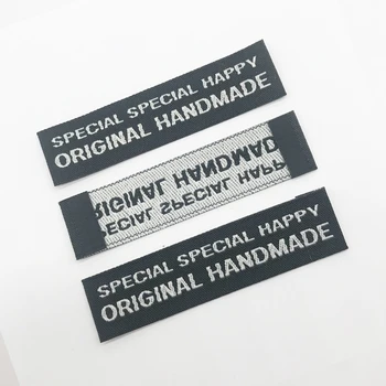2 Opțiuni de Cusut Manual Etichete pentru Haine Originale Handmade Etichete pentru Imbracaminte Etichete Țesute Pungi pentru Cadouri Realizate manual Tesatura Tag