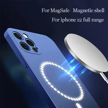 Magnetice Telefon Mobil Caz Pentru iPhone 12Pro 11 X Xs Xr Max Mini Magsafe Lichid de Silicon Moale Coajă de Telefon Mobil Capac de Protecție