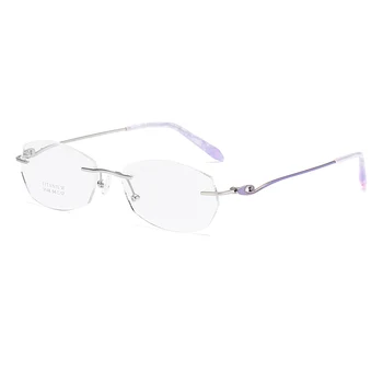 ZIROSAT 9148 Titan Feminin de Ochelari fără ramă cu Diamante Tăiate Miopie rame de Ochelari pentru Femei ochelari de Soare Lentile Nuanță