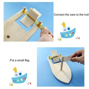 Barca Jucărie Colorat de Învățământ Motivaționale Barcă cu pânze din Lemn Jucărie Kit pentru Copii