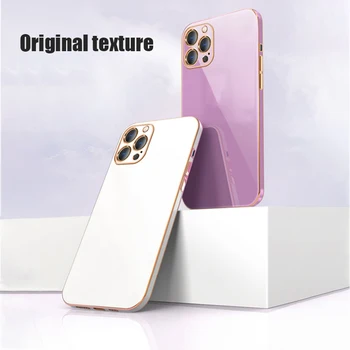 De lux Piața de Aur Placare Telefon Caz Pentru iPhone 12 11 Pro XS Max XR X 8 7 6 6S Plus SE2020 Culoare Solidă Silicon Moale Capacul din Spate