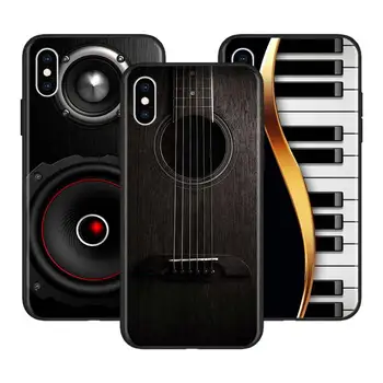 Caz de telefon Pentru Apple iPhone 12 Mini 7 11 Pro MAX 8 Plus X XR XS 6 6S SE 2020 Negru Moale Capacul din Spate Capa Instrument Chitara Pian