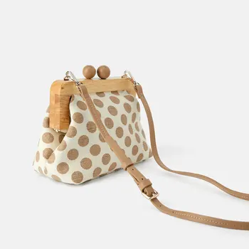 2020 Euro-America de stil pentru femei sac de Tesatura de Bumbac Clapa Lady Dot Hasp Moale Saci de Umăr geanta MINI geanta telefonul sac saci de designer