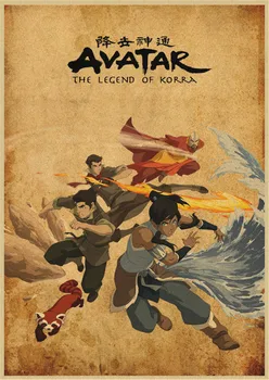 Avatar The Last Airbender Aang, Katara Desene animate Kraft postere Și de Imprimare Pictura pe Perete Poza Perete Pentru Camera de zi Decor Acasă