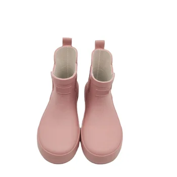 Fashion design-vă propriul durabil cauciuc mat roz solid copii low cut cizme de ploaie