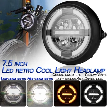 12V Universal Motocicleta Cap de Lumină Lampă de 7.5 Inch Motocicleta Refit Far Rotund Negru de Asamblare