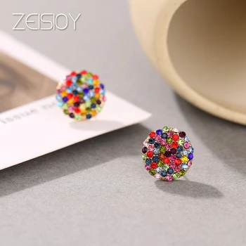 2020 noi en-gros de metal lung gol agățat de colorat cristal pandantiv rotund cercei ET-051 accesorii bijuterii pentru femei senior