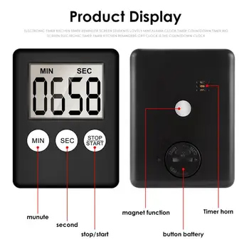Bucătărie Timer Digital Magnetic Digital Cronometru Digital LCD cu Ecran de Alarmă Magnet Ceas de Gătit Conta în Sus Numărătoare inversă Cronometru