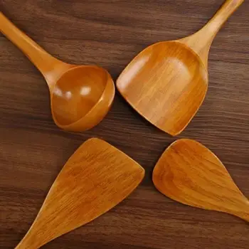 4BUC Ustensile de Gătit Set Spatula de Lemn Lingura de Bambus Bucătărie, de Gătit Ustensilă Instrument Spatula Lopata Lingură de Supă Vase de Instrumente