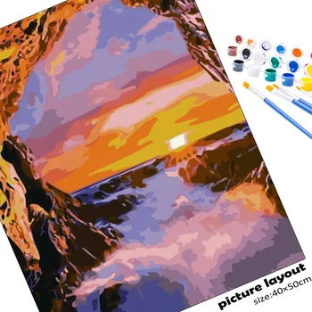 Sunrise Vedere Pictură În Ulei De Numere Kituri Adulți Mare Diy Vopsea Acrilica De Perete Moderne De Artă Pictate Manual Imagini De Colorat Decor Acasă