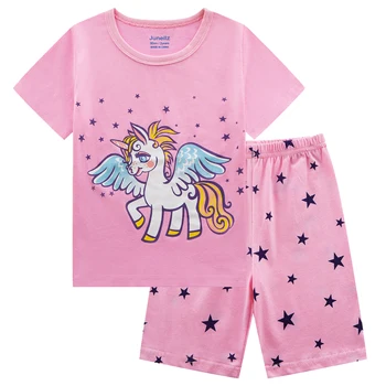 Junellz Unicorn Fete Vara Seturi De Pijamale Unicorn Roz Imprimate Fata De Copilul Pijama Fata Bumbac Copii De Craciun Scurt Pijama