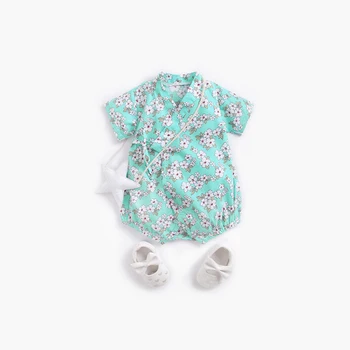 2021 Vara Noi De Îmbrăcăminte Pentru Copii Salopetă Mânecă Scurtă O-Neck Floral Bandaj Kimono Japonez Salopetă