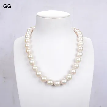GG Bijuterii Naturale de Cultură White Pearl 14MM Rotund Alb Keshi Baroc, Colier de Perle Clasice Pentru Femei Lady Bijuterii