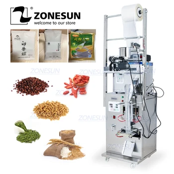 ZONESUN Alimente de boabe de Cafea de Cereale de cântărit cu funcționare Automată Mașină de Ambalare Sac de Praf Partea din Spate Sigiliu de Umplere Mașină Cu Data de Imprimantă