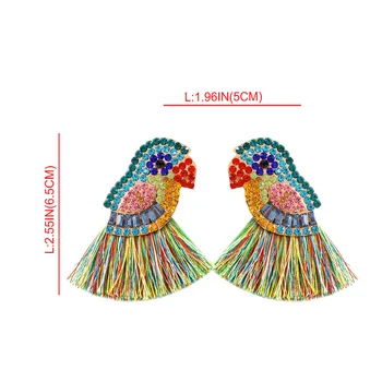 Strălucitor De Moda Papagal Cristal Cercei Tassel Declarație Picătură Legăna Pasăre Cercei Pentru Femei Fata