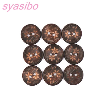 (50pcs/lot) BY0202-20MM 2 gauri rotunde de lemn, butoane de cusut pentru copii accesorii butonul copac de nucă de cocos maro butoane