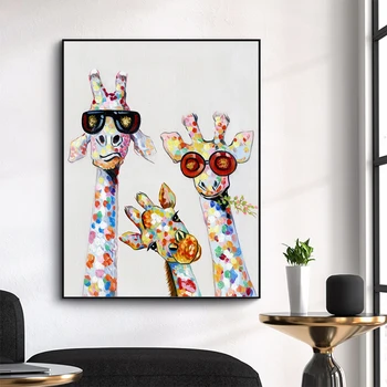 AHPAINTING Culoare Familie Pictura de Perete de Arta Canvas Print Girafa Animale de Imagine Pentru Camera de zi Decor Acasă Nici un Cadru