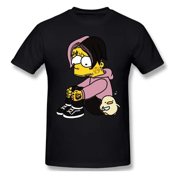 TRIST Homme T-Shirt Lil Peep Hellboy Tricouri Bumbac Pur Supradimensionate, cu Maneci Scurte
