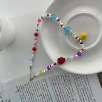 Neregulate Perla de Șirag de mărgele Colorate Inima de Fructe de Căpșuni Pere Pandantiv Colier pentru Femei Fete Petrecere Bijuterii Cadouri HuanZhi 2021 Noi