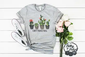 Amuzant Cactus Atinge Acest Tricou cotton crewneck maneci scurte drăguț moda de top tricouri femei Doamnelor bumbac Streetwear Streetwear