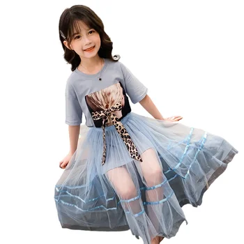 Vara Mișcare Costum pentru Copii Fete 2021 Fata de Moda cu Maneci Scurte Două Bucăți Seturi tricou + Fusta Sifon Fete Seturi