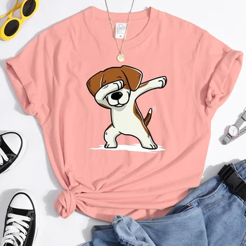 Hip Hop Cool Dog Print Femei Tricou Supradimensionat S-XXXL Tricouri Vara Respirabil Maneci Scurte 2021 Travering Femei T Shirt