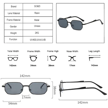 DECI&EI Retro Poligon de Metal Mic Dreptunghi ochelari de Soare pentru Femei de Moda Ocean Limpede Lentile Ochelari Nuante UV400 Pătrat Bărbați Ochelari de Soare