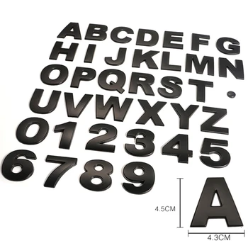 WL Auto-styling 45 mm 25-28mm 3D Alfabet Emblema DIY Litere Negre de Argint Autocolante Digitale Insigna Auto Motociclete Portbagaj Decal Logo-ul