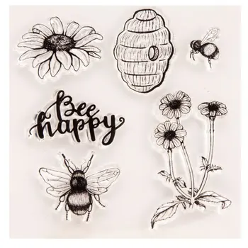 Bee Happy Flower Limpede Transparent Silicon Ștampila/Sigiliul pentru DIY Scrapbooking/Album foto Ziua de nastere Decorative Timbru Clar