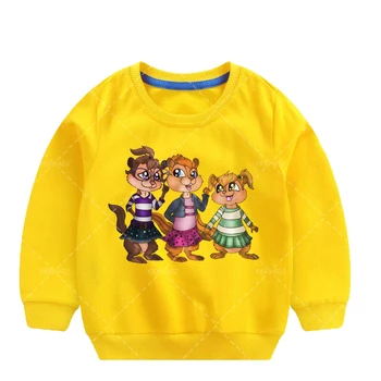 Alvin Și Veverițele Alvin Print T-shirt Copii Topuri Confortabil Jachete Fată Băiat de Desene animate Hanorace Maneca Lunga Tee Camiseta