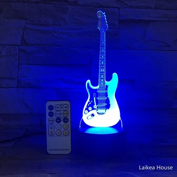 3D Chitara Forma de Colorat Lumina de Noapte la Distanță 7 Schimbare de Culoare USB cu Led-uri de Iluminat de Noapte Touch Control Comutator Interior Lampa Decoratiuni