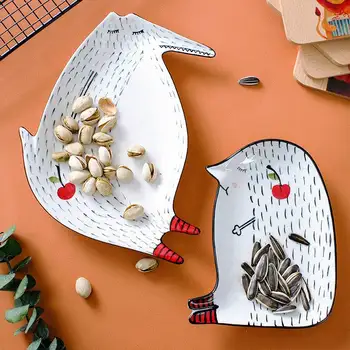 Bucătărie Plăci Ceramice, Desene Animate Drăguț Ceramice Copii Castron Mic Dejun Farfurie Desert Gustare De Fructe Placa De Animale Tacâmuri Castron Cu Tacamuri