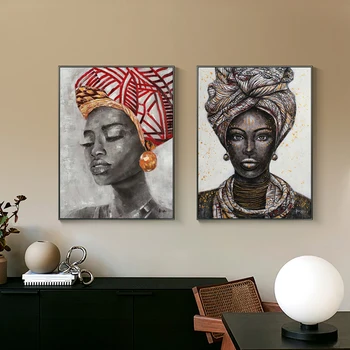 Negru African Femeie De Arta Graffiti, Postere Si Printuri Abstracte African Fata Panza Picturi Pe Perete Imagini De Artă De Perete Decor