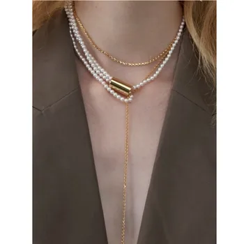Kshmir design Elegant, multi-strat, se amestecă-și-meci colier lung cu reglabil decorative pearl lanț pulover bijuterii cadou