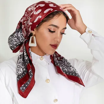 2021 Noua Moda de Mătase Pătrat Eșarfă Pentru Femei 90*90cm Gât Cravată de Păr Banda de Designer Moale Cravată Hijab, Vălul de sex Feminin Foulard