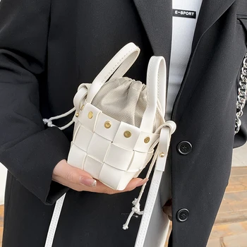 Țese Mini Tote sac Găleată 2021 Noi de Moda de Înaltă calitate din Piele PU pentru Femei Geantă de mână de Designer de Brand de Lux Umăr Geanta Messenger