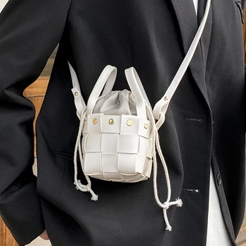 Țese Mini Tote sac Găleată 2021 Noi de Moda de Înaltă calitate din Piele PU pentru Femei Geantă de mână de Designer de Brand de Lux Umăr Geanta Messenger
