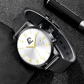 Moda Barbati Minimalist Ceasuri de Lux din Oțel Inoxidabil Plasă Curea Cuarț Încheietura Ceas pentru Bărbați Business Casual Ceas relogio masculino