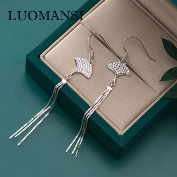 Luomansi -S925 Argint Diamant de Migdale Frunze Tassel Cercei de Nunta Petrecere de Logodnă de Înaltă Femei Bijuterii en-Gros