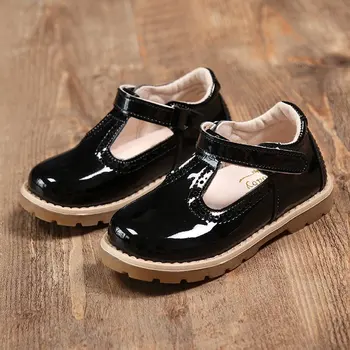 Fete mici din piele pantofi copii din piele de brevet peste tot printesa pantofi Retro Negru singură pantofi pantofi pentru copii de școală primară