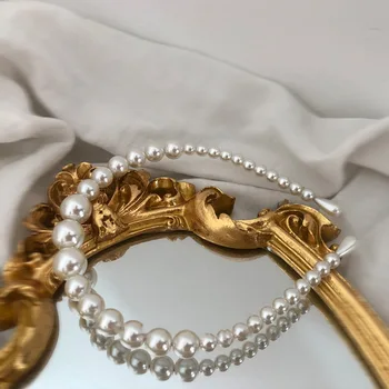 Perla Benzi Pentru Femei Elegante Bentițe Fete Vintage Retro Coreea Accesorii De Par Stras Pearl BaroqueBezel Cap Purta