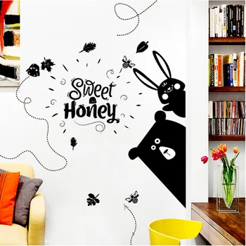 Nordic stil de desene animate de animale negre autocolante de Perete autocolante decorative pentru copii home decor design de artă de perete decalcomanii autocolant usa