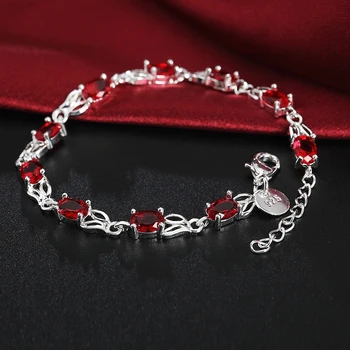 Hot nou 925 Bratari de argint pentru femei Wild red cristal lanț moda lady petrecere de Nunta cadouri de Craciun Bijuterii
