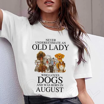 Nu Suima Niciodată O Doamnă În Vârstă Care Iubește Câinii Și S-A Născut În Decembrie Femei Supradimensionat Grafic Teuri Kawaii Y2k Estetice Streetwear
