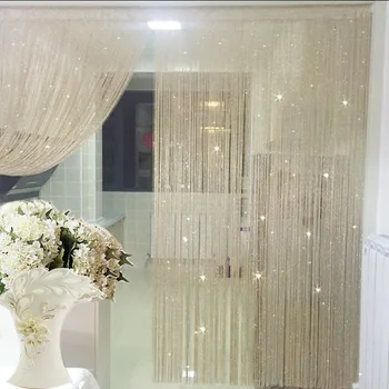 Argint strălucitor Linie de Șir Cortina de Moda Valance Camera de zi Dormitor Separator de Nunta DIY Acasă Decorare 19 Culoare Fereastra Usa