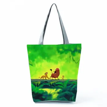 Regele Leu Tipărite Geanta Disney Femei Geantă De Umăr De Animație De Mare Capacitate Sac De Plajă Eco Reutilizabile De Cumpărături Pungă Verde Tote