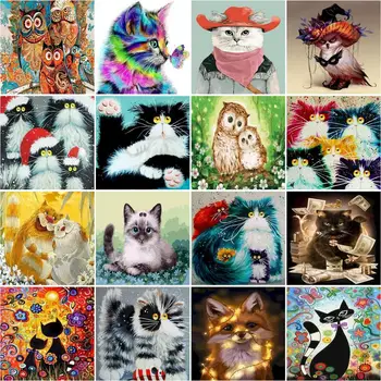 SDOYUNO Cat Ulei Imagine De Numărul de Animale Panza DIY Meșteșug Kituri Pentru Adulți Cadru Vopsea pe bază de Acril Colorat Pictura De Perete Un Număr