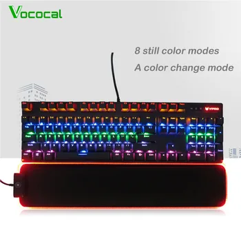 Vococal 47 x 10CM RGB LED aprins Tastatură de Cauciuc Încheietura Restul Pernă Suport Pad pentru Jucătorii LOL Dactilografi Tastarea Ușoară Durere de Relief